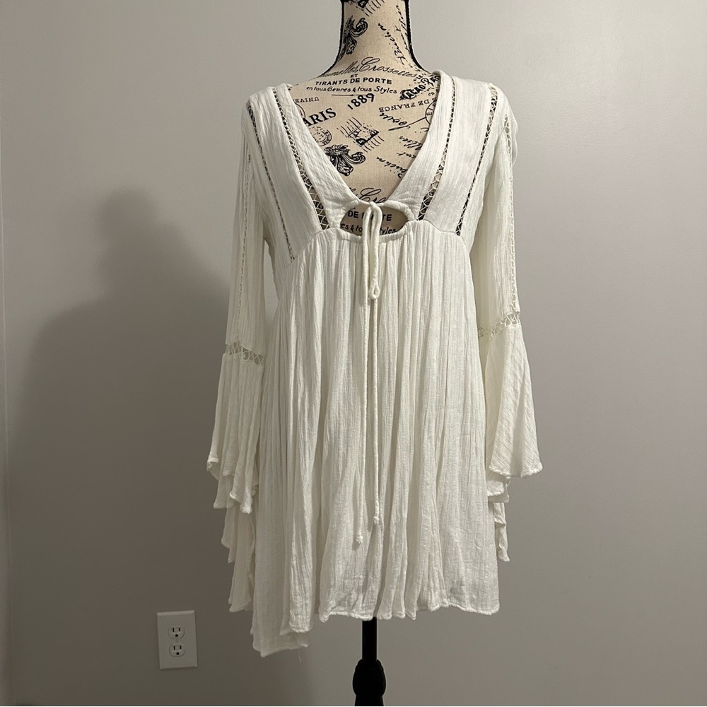 Fabulous White Free People Boho Dress Size Small
